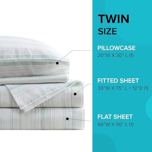 Image of Comfort Spaces 100% Cotton Percale Sheets Twin Sheet Set 3 Pcs, Good Vibes