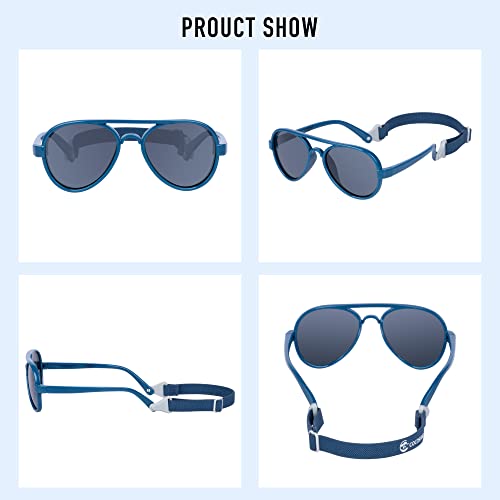 Cocosand Baby Sunglasses With Strap Polarized Flexible Aviator Uv400 For Infant Toddler Boy Girl Age 0-25 Months #TOP2