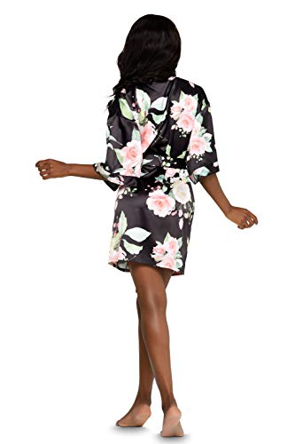 Image of Turquaz Women's Silky Satin Kimono Robes for Bridesmaids, Bride, Short Loungewear, Lingerie Dressing Gown Silk Like VS Robe