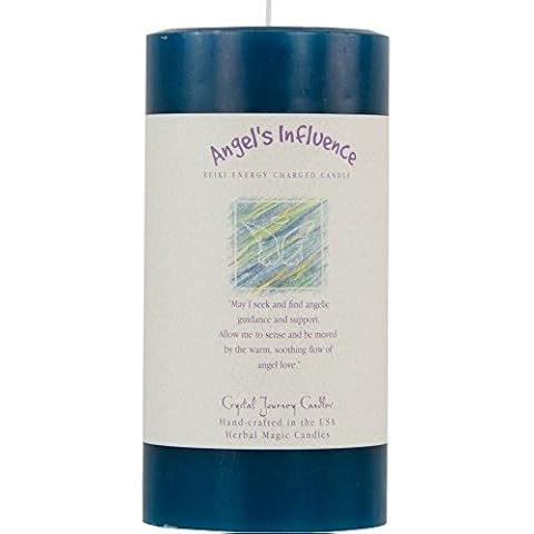 6" X 3" Crystal Journey Herbal Magic Reiki Charged Pillar Candle - Angels's Influence Cover