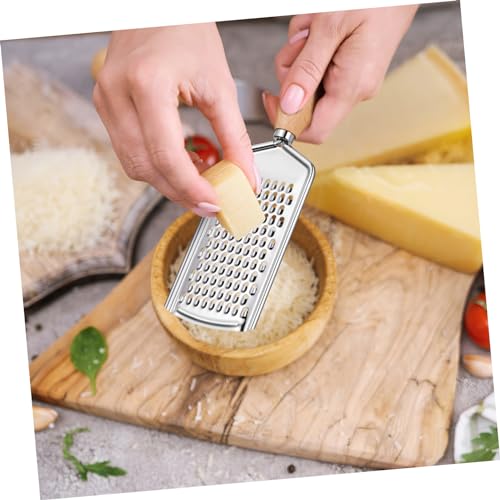 Rallador de cocina con mango redondo de madera y acero inoxidable miniatura 3