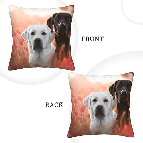 Housse de coussin labrador blanc velours côtelé carré canapé - 4