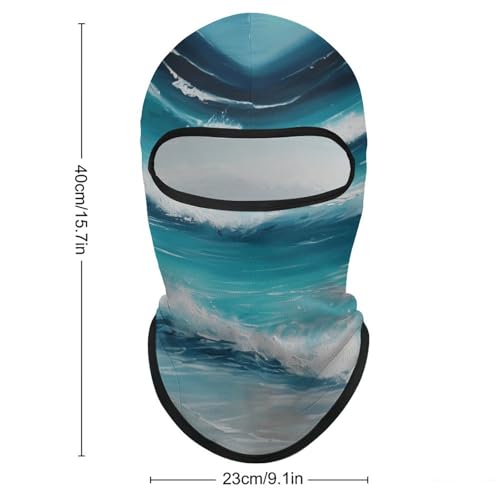 Balaclava para Hombre, Mascarilla para Esquí, Turquesa, Original Seascape, Cubrebocas de Invierno para Ciclismo miniatura 2