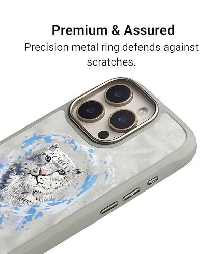 Image of Nimmy Dazzling MagSafe Embroidery Case for iPhone 16 Pro | 3D Animal Design | Shockproof Leather Finish Back Cover | MagSafe Compatible (Dazzling Leopard)