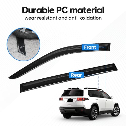 Image of Grand Cherokee L Rain Guards - Window Visors for Jeep Grand Cherokee L 2021-2025 2026, Out-Channel Side Window Rain Guards for Grand Cherokee L Accessories, 4PCS, Black