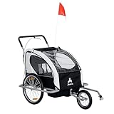 Aosom Elite 2in1 Double Child Bike Trailer / Jogger - Black / White