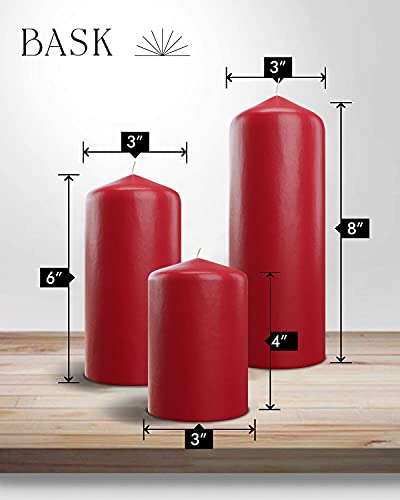 Cone Top Pillar Candles By Bask - Set Of 3-3" X 4", 6", And 8" Dripless Unscented Holiday Candles In Red For Home Decor, Relaxation & All Occasions #TOP1