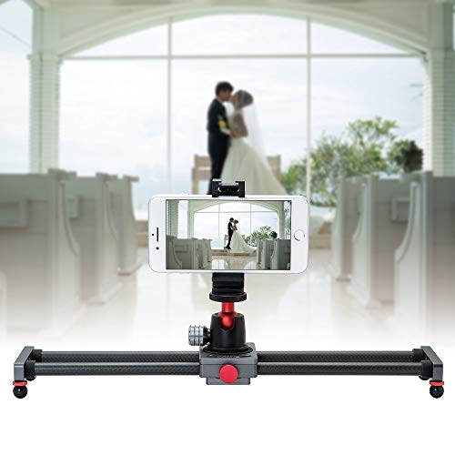 Annsm 16 Inches/40Cm Mini Table Top Video Camera Slider Carbon Fiber Rail Rods For Smartphone Iphone Samsung Dslr Sony Canon Nikon Loading Up To 11 Lbs /5Kgs #TOP5