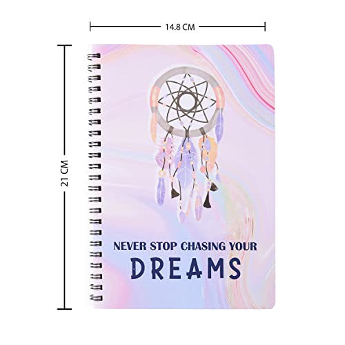 Image of Papboo A5 Handy, Easy to Carry,Dreams, Dream Catcher Spiral Wiro Notebook Pack of 2 : 100 GSM Natural Shade Paper, Dot Grid, 120 * 2 = 240 Pages, Journal, Diary, Gift