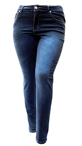 Jack David Dark Blue Women's Plus Size Stretch Midrise Denim Jeans Pants Skinny Leg3