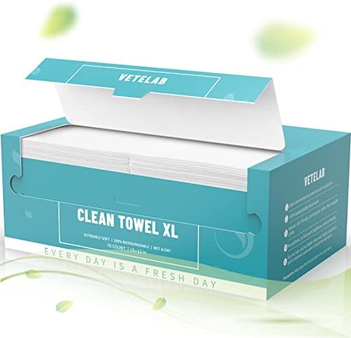 Organic Disposable Face Towel for Skincare - VeteLab 100% Biodegradable Facial Tissues, Extra Thick Dry Wipes for Makeup Removing, Cleansing Towelettes Gift for Women, 70 Count (10*12inch, 1 Pack)