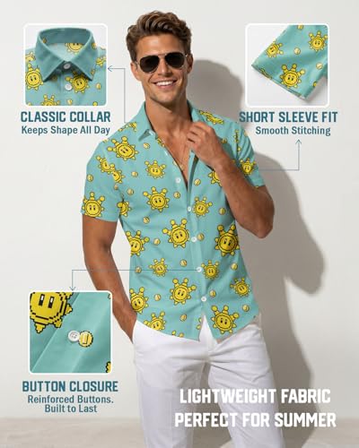 Image of 99TIMORO Fathers Movie Hawaiian Shirt for Men, Characters Button Down Short Sleeve Top, Summer Beach Gifts