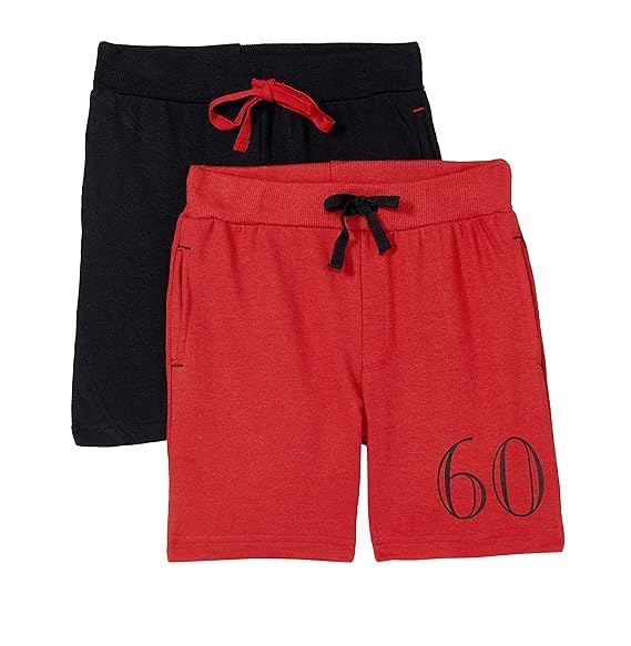 Image of Clotth Theory Boys Cotton Shorts Pack of 2 | Soft Breathable Fabric | Elastic Waist | Casual Wear Kids Comfortable Shorts