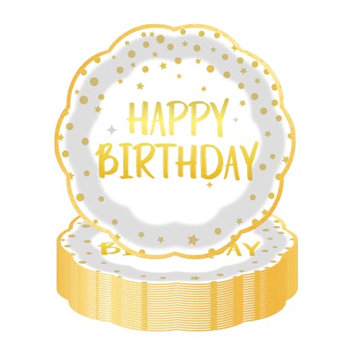 LDFDRT Lot de 50 assiettes en carton de 18 cm assiette jetable anniversaire - Assiettes de fête en papier - Décoration pour mariage, jardin, fête...