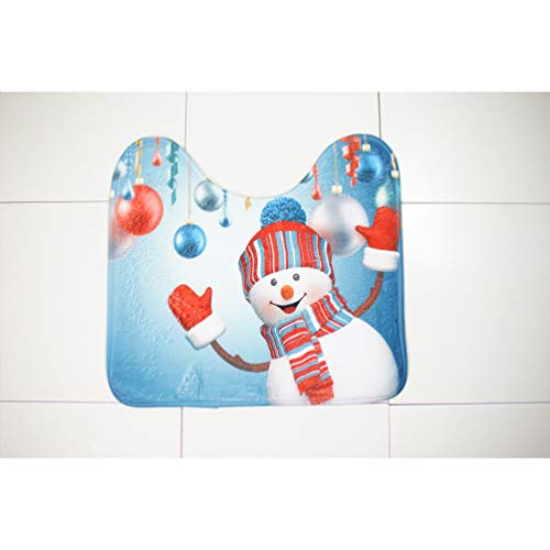 YARNOW 3 Stück Weihnachts-Toilettensitzbezug Und Teppichset Rutschfestes Schneemann-Badmatten-Teppich-Set Weihnachts-Baddekorationsset (Schneemann mit Schal) – Bild 5
