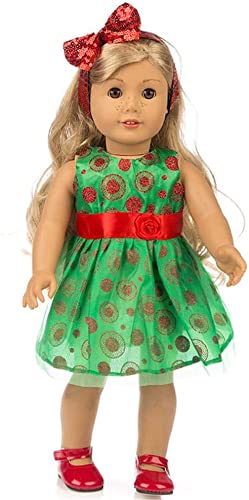 Abito Natalizio Lavorato A Maglia Per Bambola - Set Con Tuta E Cappello, In Filo Rosso E Verde, Per Bambole 15-17 Cm