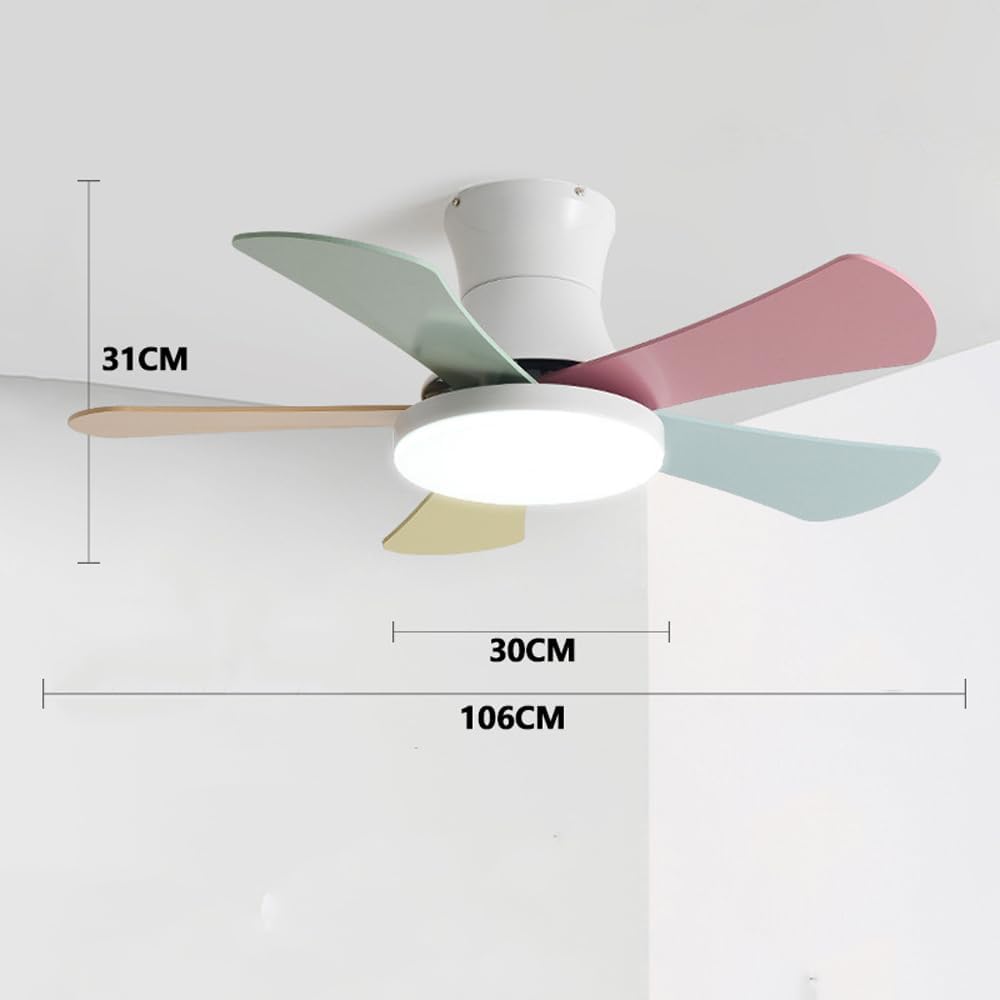 Ceiling Fans With Light And Remote Control Ceiling Fan With 5 Colorful Blades Low Profile Ceiling Fan With Light Reversible Flush Mount Ceiling Fan Quiet 6 Speeds Ceiling Fan For Bedroom Kitchen Patio