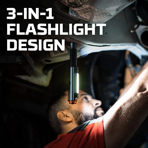 NEBO Big Larry 3 Work Light, 600 Lumen Flashlight with COB Work Light, Pocket Clip Magnetic Base for Hands-Free Lighting - Image 4