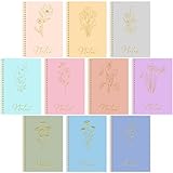 Cholemy 10 Pack Spiral Notebook Aesthetic School Supplies A5 Cute Morandi Pastel Floral Notebook Writing Journals for Student College Ruled Journals 100 Pages/ 50 Sheets for Women Office Gift