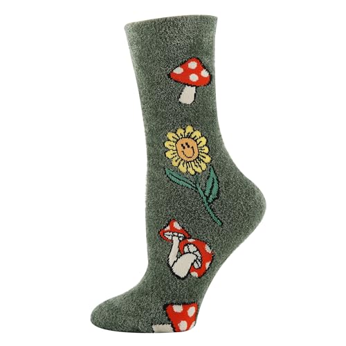 ooohyeah Women’s Funny Novelty Pattern Fuzzy Crew Socks, Cozy Fluffy Warm Cute Socks, Shoe Size 5-102