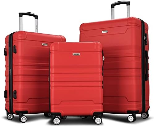 Merax Expandable ABS Hardshell Luggage Sets 3 Piece Suitcase with Spinner Wheels Suit Case Lightweight, Red, (20/24/28) Merax Expandable ABS Hardshell Luggage Sets 3 Piece Suitcase with Spinner Wheels Suit Case Lightweight, Red, (20/24/28)