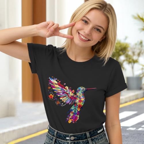 Hummingbird Shirts for Women - Cute Flower Bird Graphic Shirt Animals Lover Tops — view 3