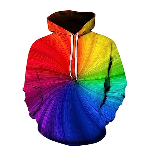 Sweat à capuche confortable contre le froid hivernal style arc-en-ciel mixte
