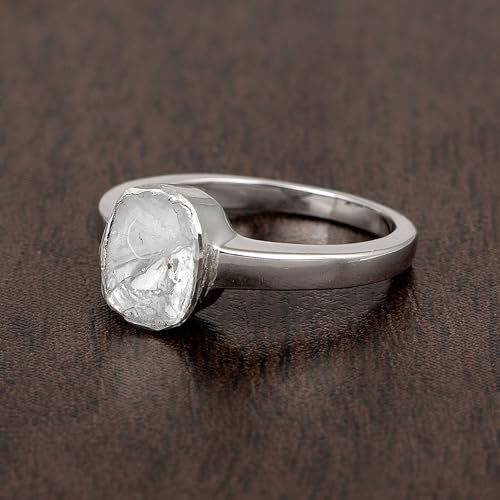 0.50ct Natural Uncut Polki Diamond Solitaire Ring For Women in 925 Sterling Silver April birthstone Jewelry for her Wedding Anniversary Birthday Engagement4