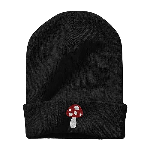 Image of Embroidery Goth Beanie Knit Hats for Men & Women, Embroidery Winter Hats Skull Cap