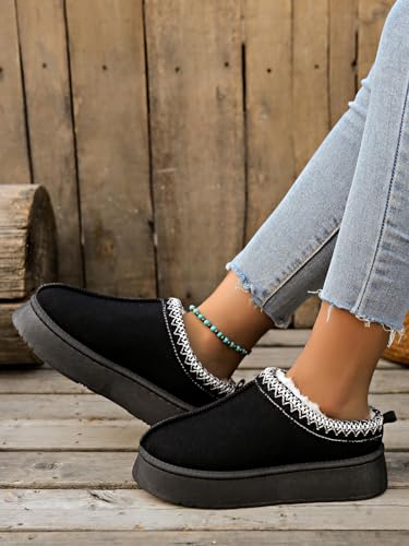 Womens Slip On Platform Slippers Faux Fur Boots Slipper Thickened Sole Durable Fluffy House Slippers for Indoor and Outdoor2