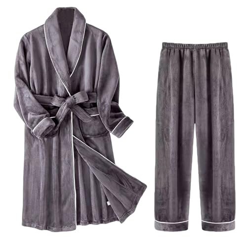 Ensembles de pyjamas hommes 2 pièces chauds et doux en flanelle thermique hiver