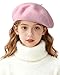 AWAYTR Children Wool French Beret Girl's Artist Hat Pink