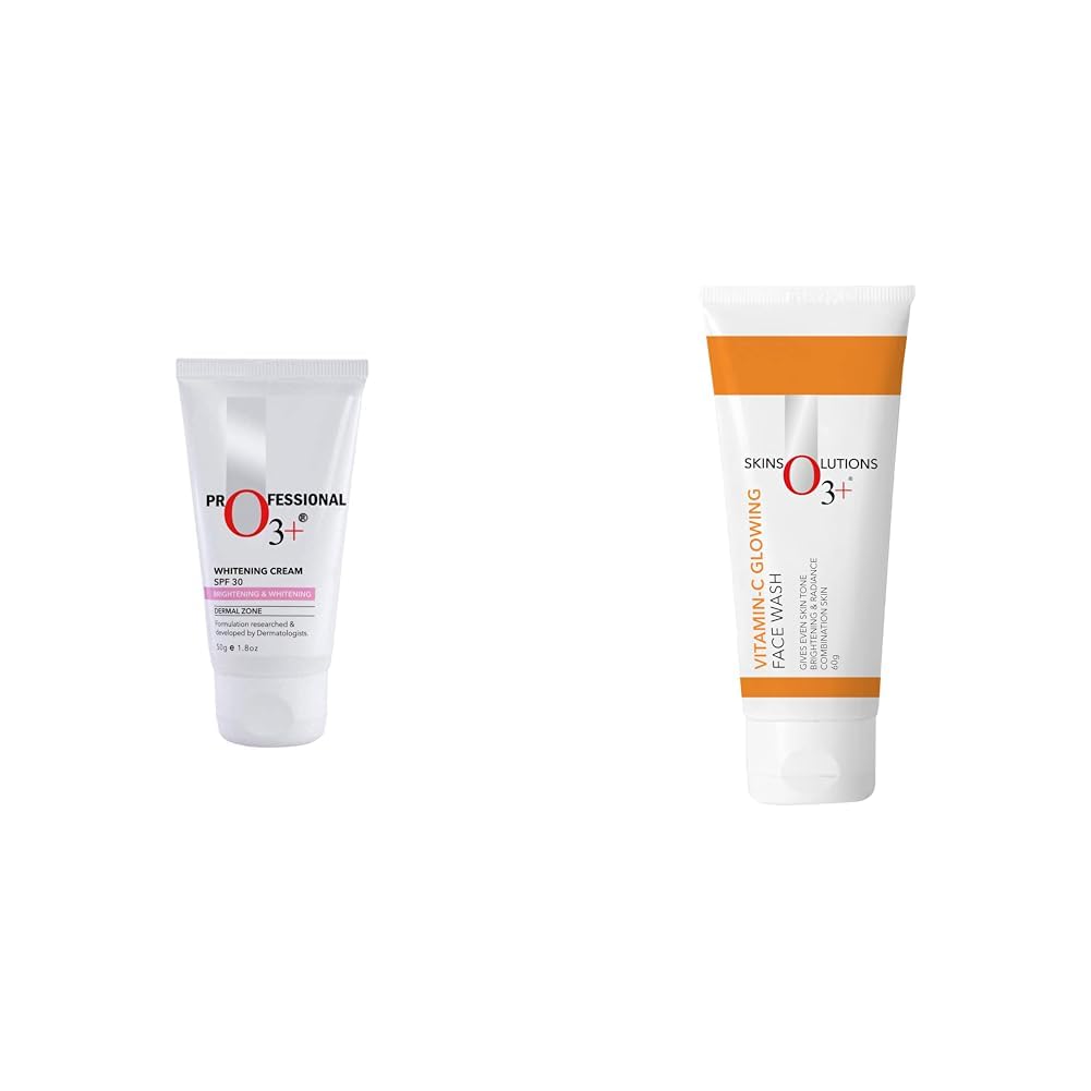 O3+ Whitening Face Cream SPF 30 Sunscreen for Skin Brightening & O3+ Vitamin C Face Wash Glow For Daily Brightening & Gentle Cleansing 60g Combo-image-41
