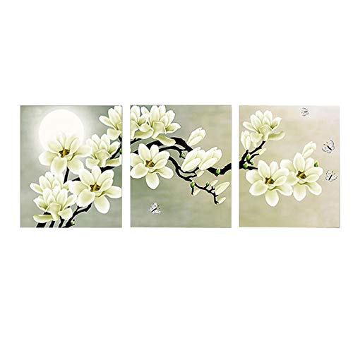 Tríptico Arte De La Pared Lienzo 3 Piezas Rama Simple Flores Blancas Tríptico Cuadro Moderno Corredor Dormitorio Trípticos De Salon Decoracion Mural Pintura Al Óleo-C1