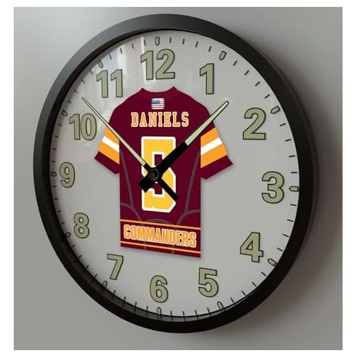 JAYDEN DANIELS WASHINGTON FOOTBALL GIFTS - COMMANDERS SUPERSTAR GLOW IN THE DARK FOURTEEN INCH WALL CLOCK!!!