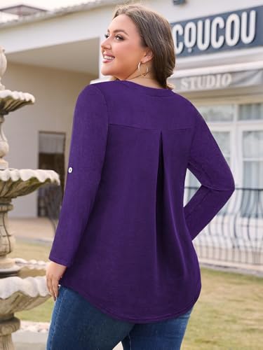 Plus Size Tops for Women V Neck Blouse Pleated Front Loose Fitting Tunic Top Dressy Casual Fall Clothes 2025