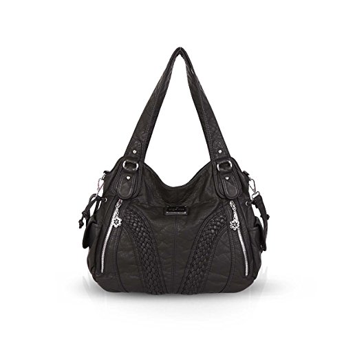 NICOLE & DORIS Grand Sac a Main Epaule Sac Femme Sac Cabas Cuir Souple Sac Bandouillere Femme Vintage Noir