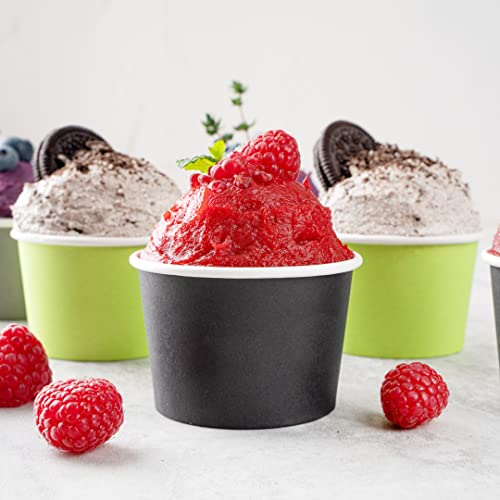 Image of Coppetta 4 Ounce Dessert Cups, 50 Disposable Ice Cream Cups - Lids Sold Separately, Heavy-Duty, Black Paper Frozen Yogurt Bowls, For Hot And Cold Foods, Perfect For Gelato Or Mousse - Restaurantware