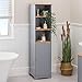 Price comparison product image CHRISTOW Tall Bathroom Cabinet, Wooden Grey & Bamboo Tallboy Unit, 3 Shelf Storage Cupboard