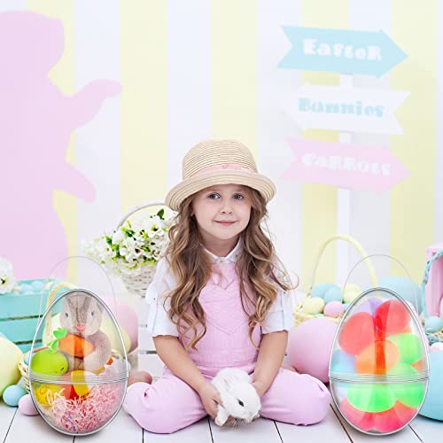 Funtery 4 Pcs Jumbo Easter Eggs 10 Inch Plastic Giant Easter Eggs with Handles, Clear Large Baskets Fillable Big Bunny Egg Shaped Baskets Containers Decoration (Transparent) by Funtery - Image 6