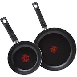 Sartenes Tefal Carrefour Tefal A157B244 Juego de 2 sartenes (20 y 28 cm), Thermospot, Negro