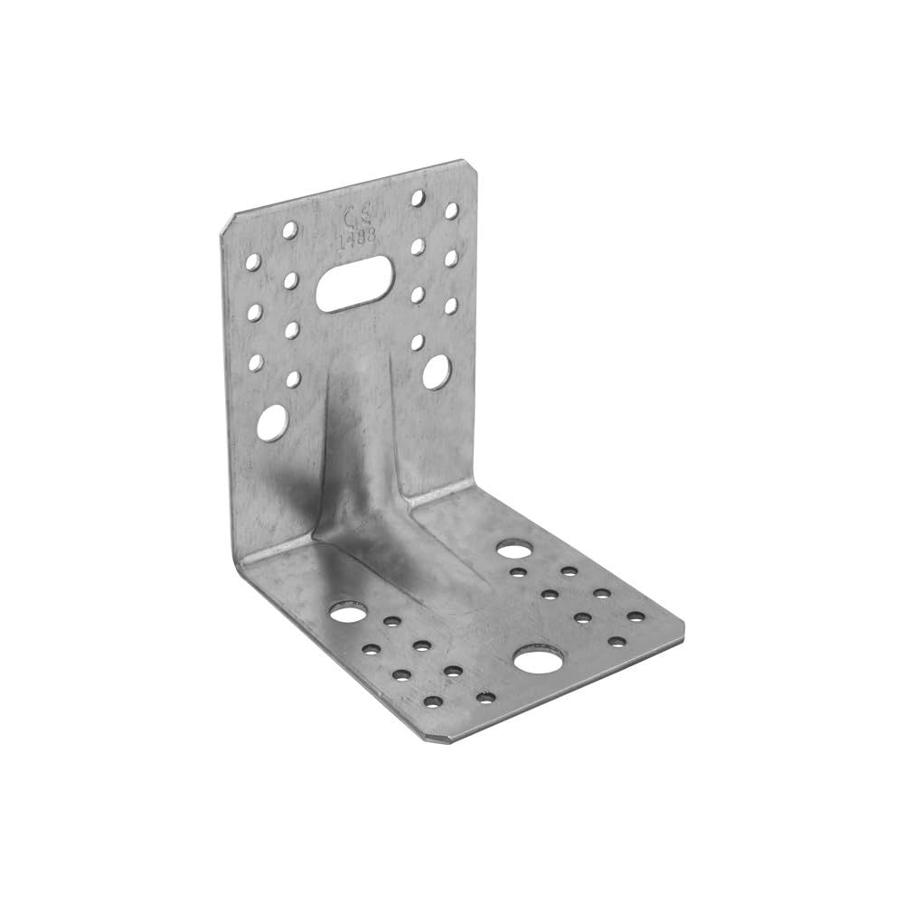 Screws City Silver 105Mm X 105Mm X 90Mm Galvanised Heavy Duty With Reinforcment Angle Brackets For Wood 2.5Mm Thick Timber Steel Zinc Plated Steel Kp21 (Pack Of 4) L12-K12abc
