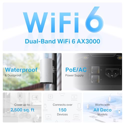 TP-Link Deco AX3000 Outdoor Mesh WiFi (Deco X50-Outdoor) - Dual Band WiFi 6 Mesh, 2 Gigabit PoE Ports, 802.3at PoE+,Weatherproof, Works with All Deco Mesh WiFi, 1-Pack by TP-Link - Image 2
