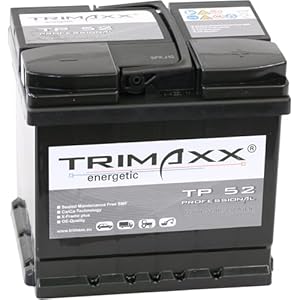 TRIMAXX Autobatterie 52Ah 12V 470A/EN mehr Startkraft Starterbatterie ersetzt 44Ah 45AH 50AH 52AH 46AH 55AH 47Ah 53AH, PKW
