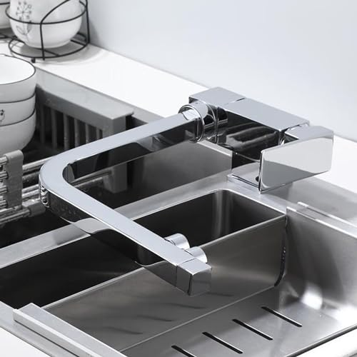 Robinet mitigeur de cuisine pliant eau chaude froide pour évier noir