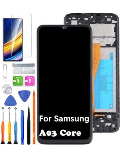 for Samsung A03 Core Screen Replacement with Frame for Samsung A032F A032F/DS A032M LCD Display Touch Digitizer Assembly with Repair Part Tools (A03 Core with Frame)