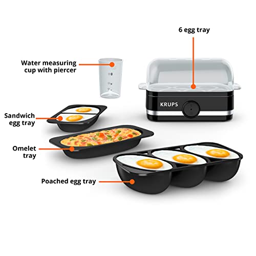 Krups Simply Electric Egg Cooker: Rapidly Cook Hard Boiled, Poached, Scrambled Eggs Or Omelets. 6 Egg Capacity, Black #TOP2