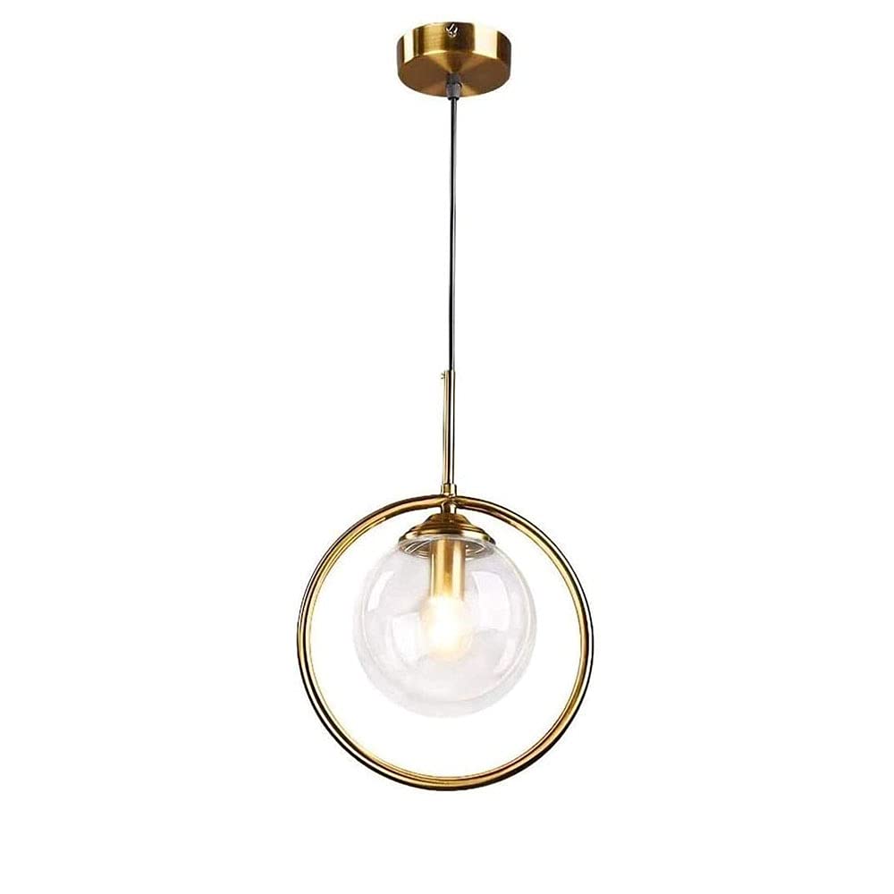 Lámpara de bola de cristal de latón con anillo minimalista para techos modernos