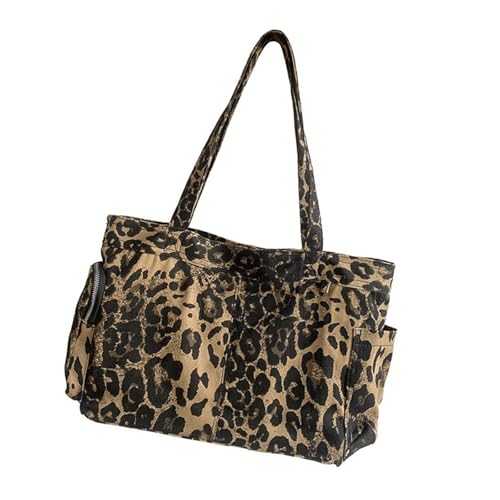 Sac fourre-tout femme léopard multi-poches pour voyage shopping et sport