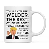 Andaz Press 11oz. Funny President Trump Coffee Mug, Welder, 1-Pack, Includes Gift Box, Christmas Birthday Graduation Novelty Drinking Cup Gift Idea